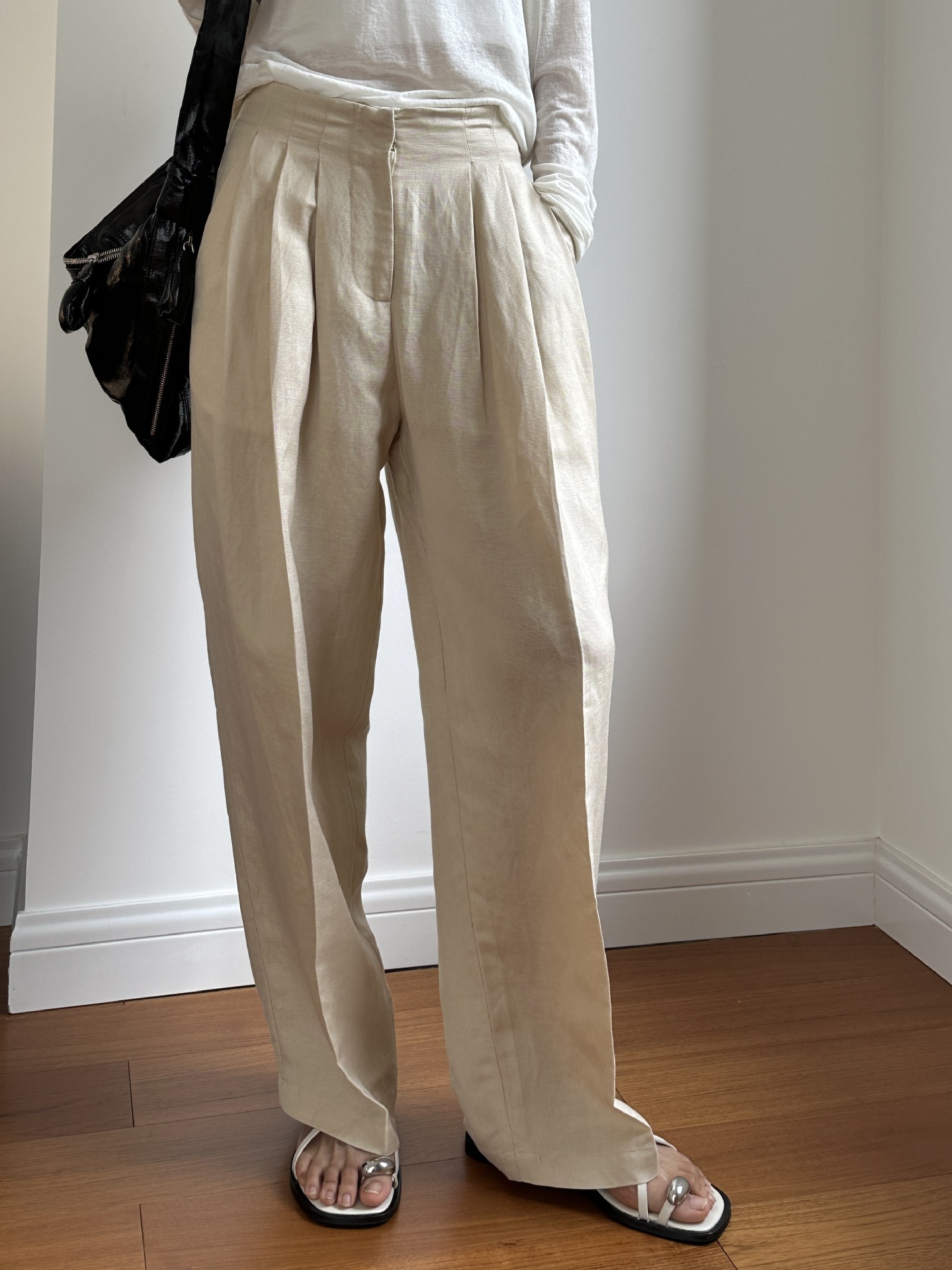 Linen Pant Wide - Pantalon décontracté en lin à jambes