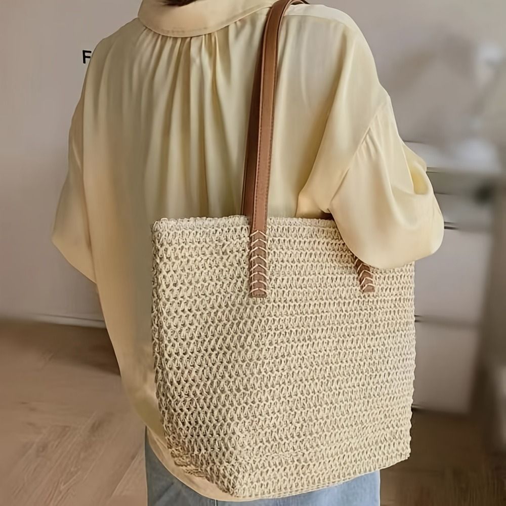 Sac fourre-tout carré en paill - Tote Bag Beach avis et prix