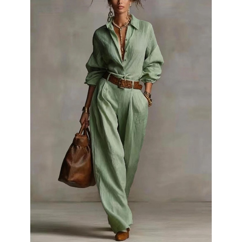 Ensemble Printemps-Été Élégant - Linen Pant Wide avis et prix