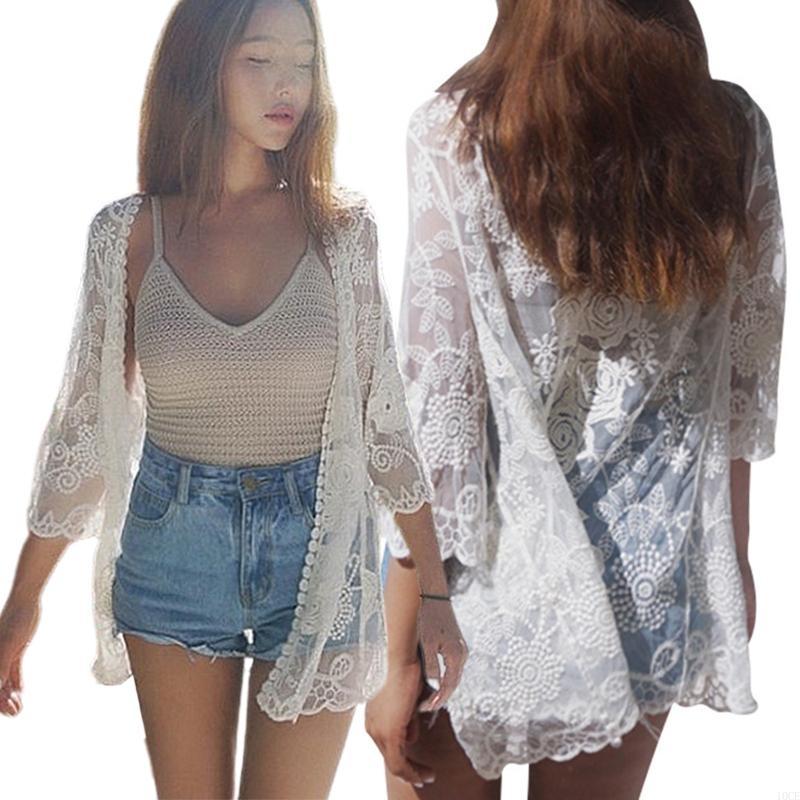 Femmes en dentelle Open Front  - Kimono Sheer Floral avis et prix