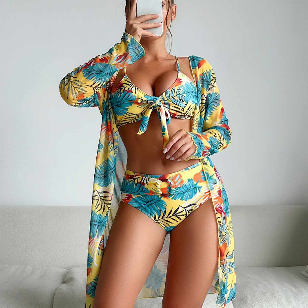 Maillot de bain 3 pièces à fle - Kimono Sheer Floral avis et prix