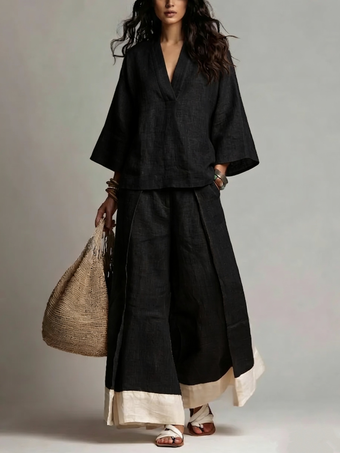 Ensemble d'été pour femme en c - Linen Pant Wide avis et prix