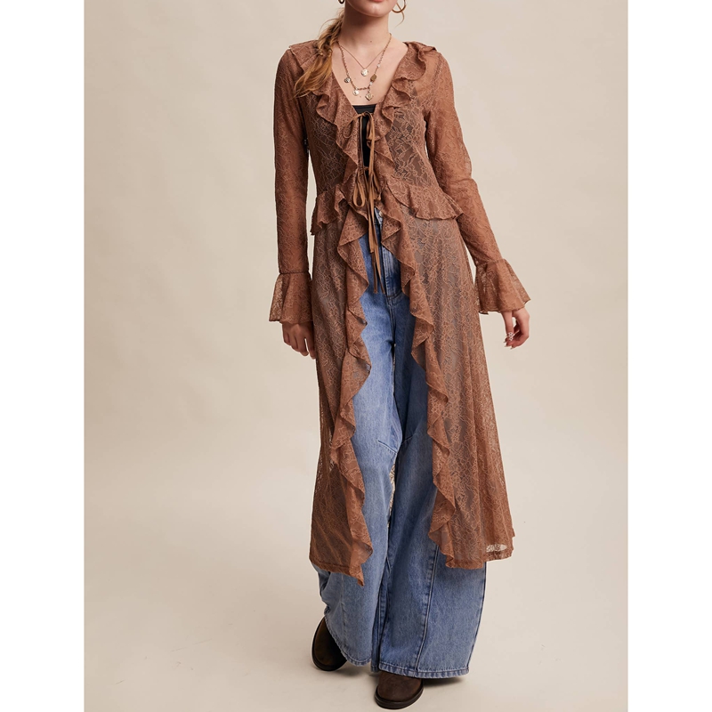 Chemisier long transparent en  - Kimono Sheer Floral avis et prix