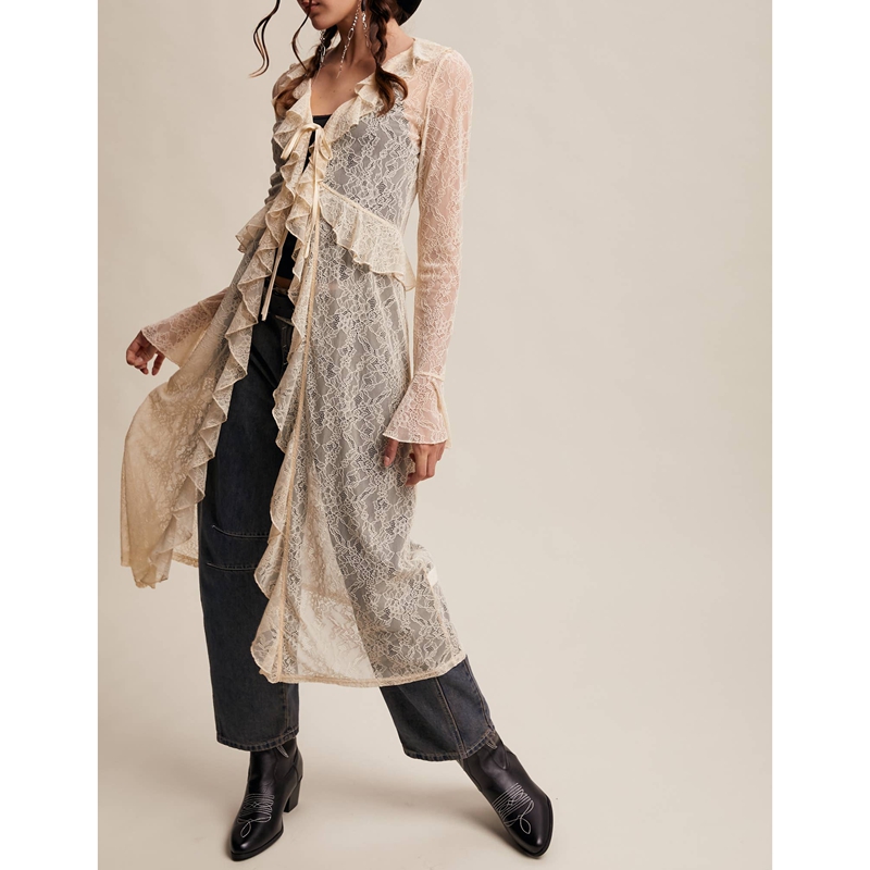 Chemisier long transparent en  - Kimono Sheer Floral avis et prix