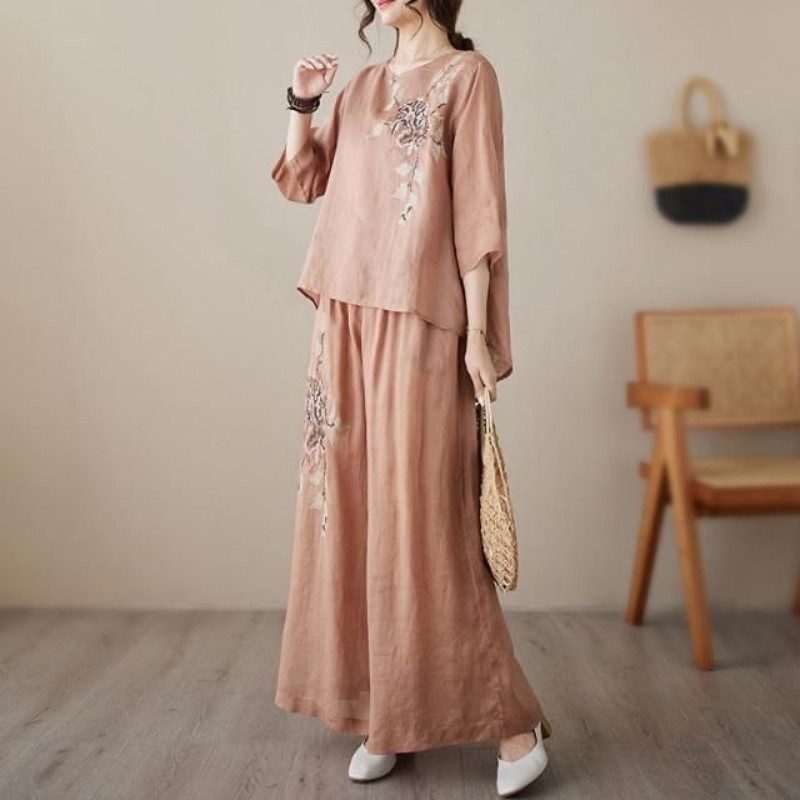 Ensemble deux pièces en lin et - Linen Pant Wide avis et prix
