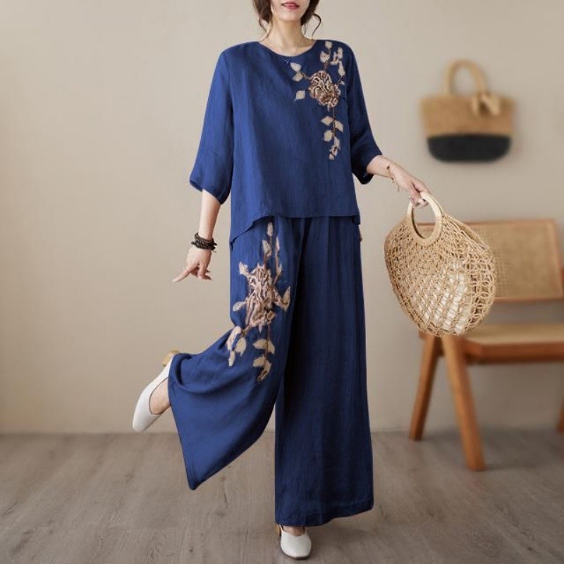 Ensemble deux pièces en lin et - Linen Pant Wide avis et prix