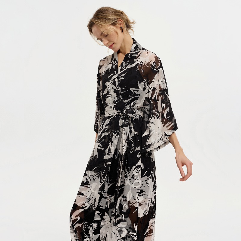 Peignoir long en mousseline tr - Kimono Sheer Floral avis et prix